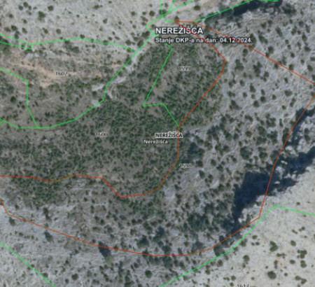 Kmetijsko gozdno zemljišče št. 1 - v deležu 5/9, Nerežišća, 21423 Nerežišća, Otok Brač