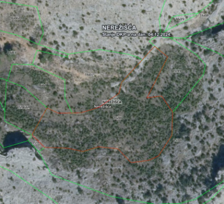 Kmetijsko gozdno zemljišče št. 3 - v deležu 5/9, Nerežišća, 21423 Nerežišća, Otok Brač