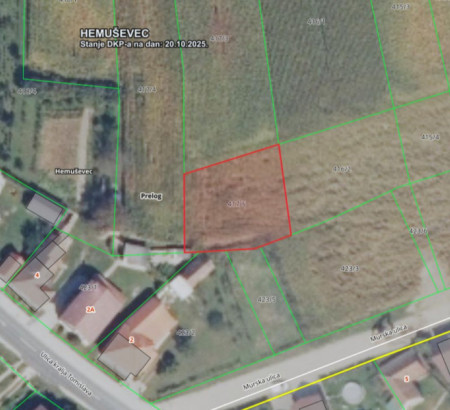 Stavbno zemljišče št. 7, Murska ulica, Hemuševec, 40323 Prelog